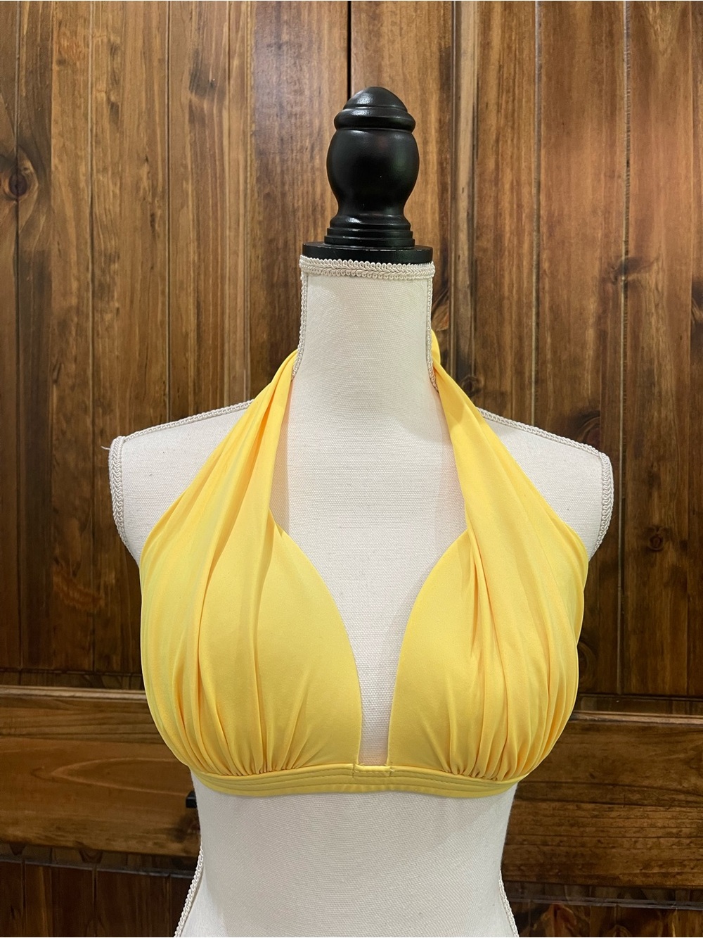 Venus Yellow Pleated Halter Bikini Top DD